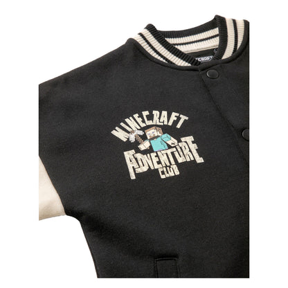 Black - Side - Minecraft Boys Creeper Varsity Jacket