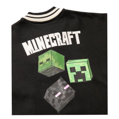 Black - Lifestyle - Minecraft Boys Creeper Varsity Jacket