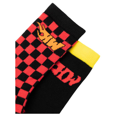 Multicoloured - Side - Hot Wheels Boys Checkerboard Flame Calf-Length Socks (Pack of 5)