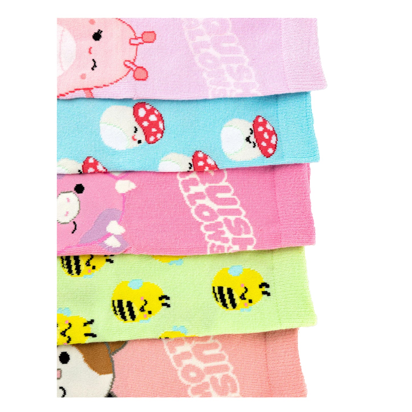 Multicoloured - Back - Squishmallows Girls Characters Calf-Length Socks (Pack of 5)