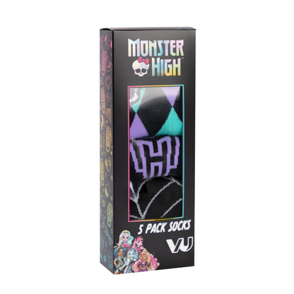 Multicoloured - Back - Monster High Girls Skulls Calf-Length Socks (Pack of 5)