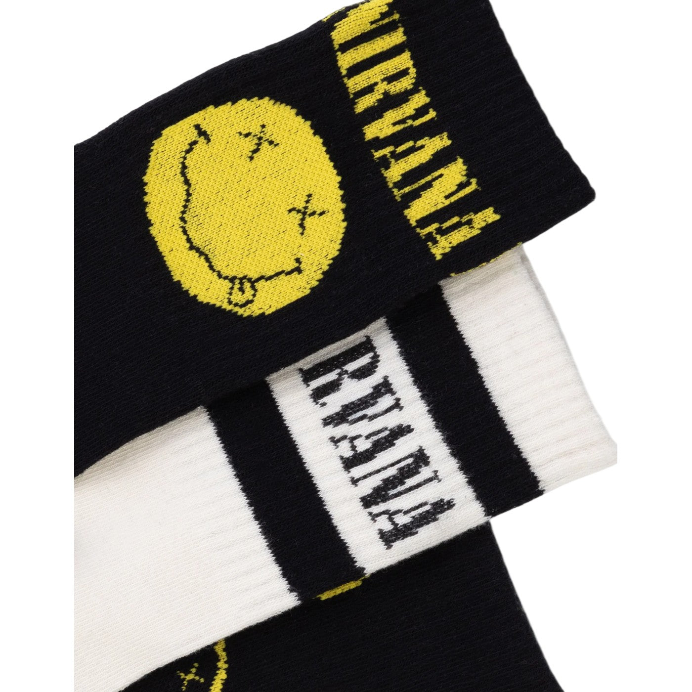 Multicoloured - Pack Shot - Nirvana Mens Logo Calf-Length Socks (Pack of 3)