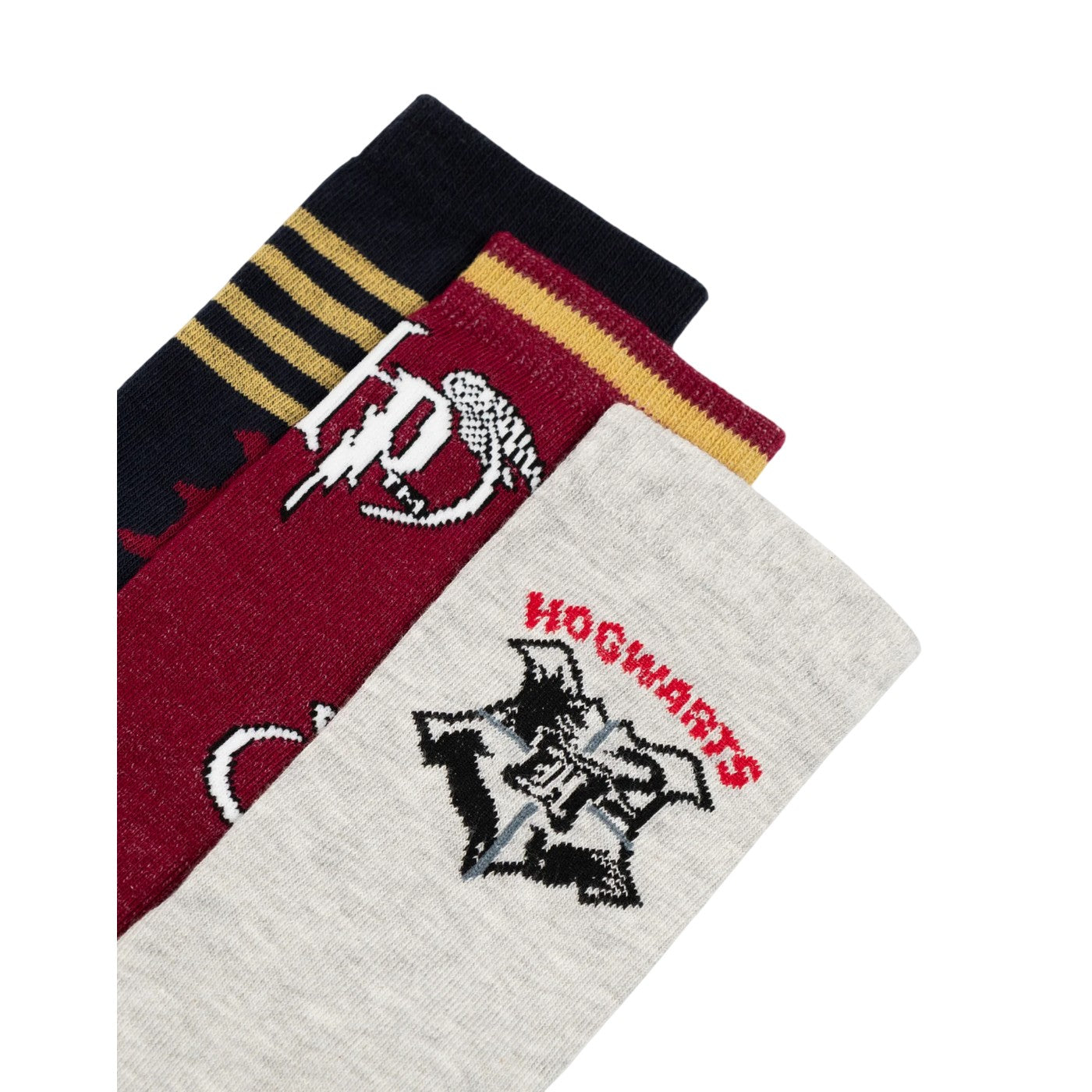 Black-Maroon-Grey - Side - Harry Potter Womens-Ladies Hogwarts Calf-Length Socks (Pack of 5)