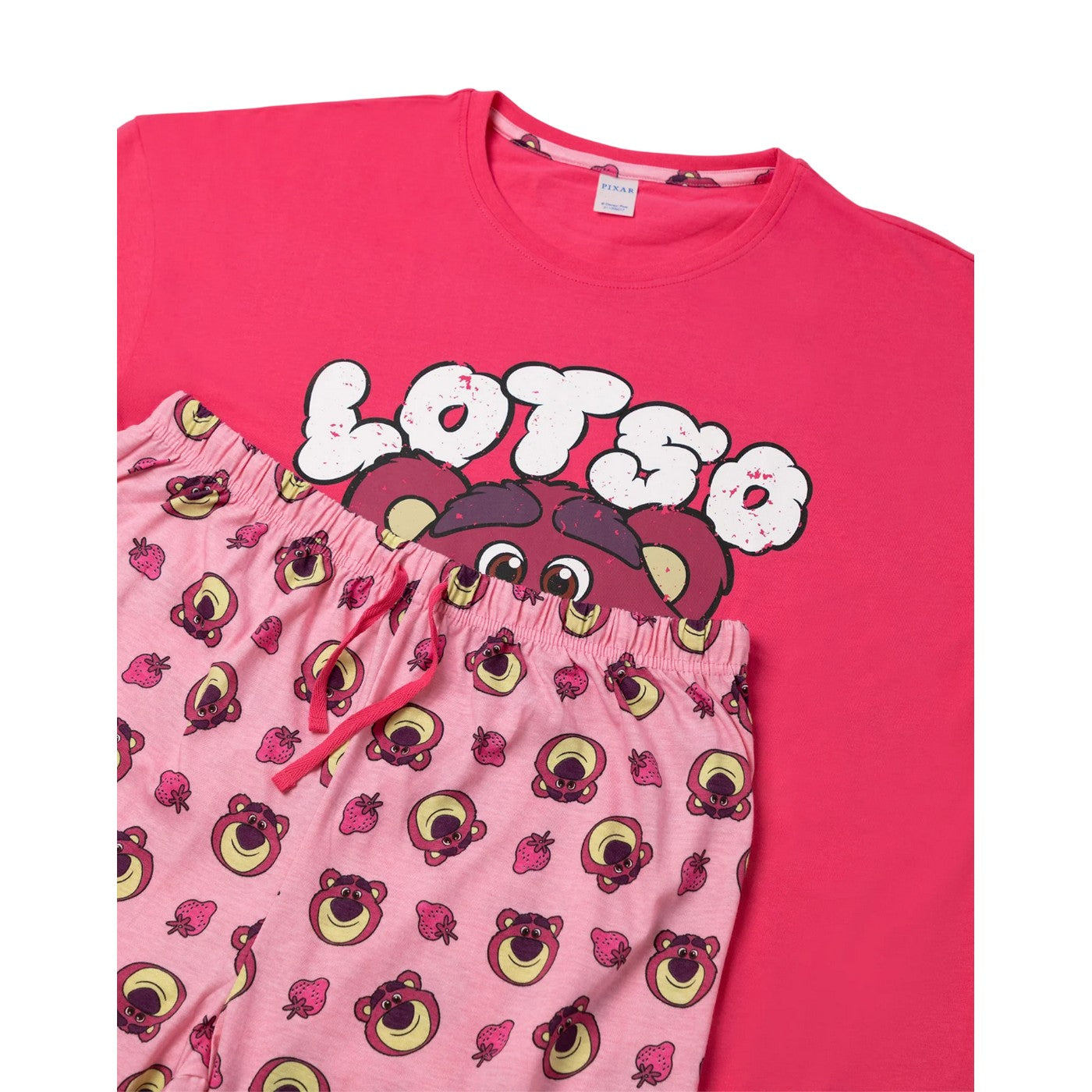 Pink-Red - Lifestyle - Toy Story Womens-Ladies Lotso Face Short-Sleeved Long Pyjama Set