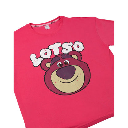 Pink-Red - Pack Shot - Toy Story Womens-Ladies Lotso Face Short-Sleeved Long Pyjama Set