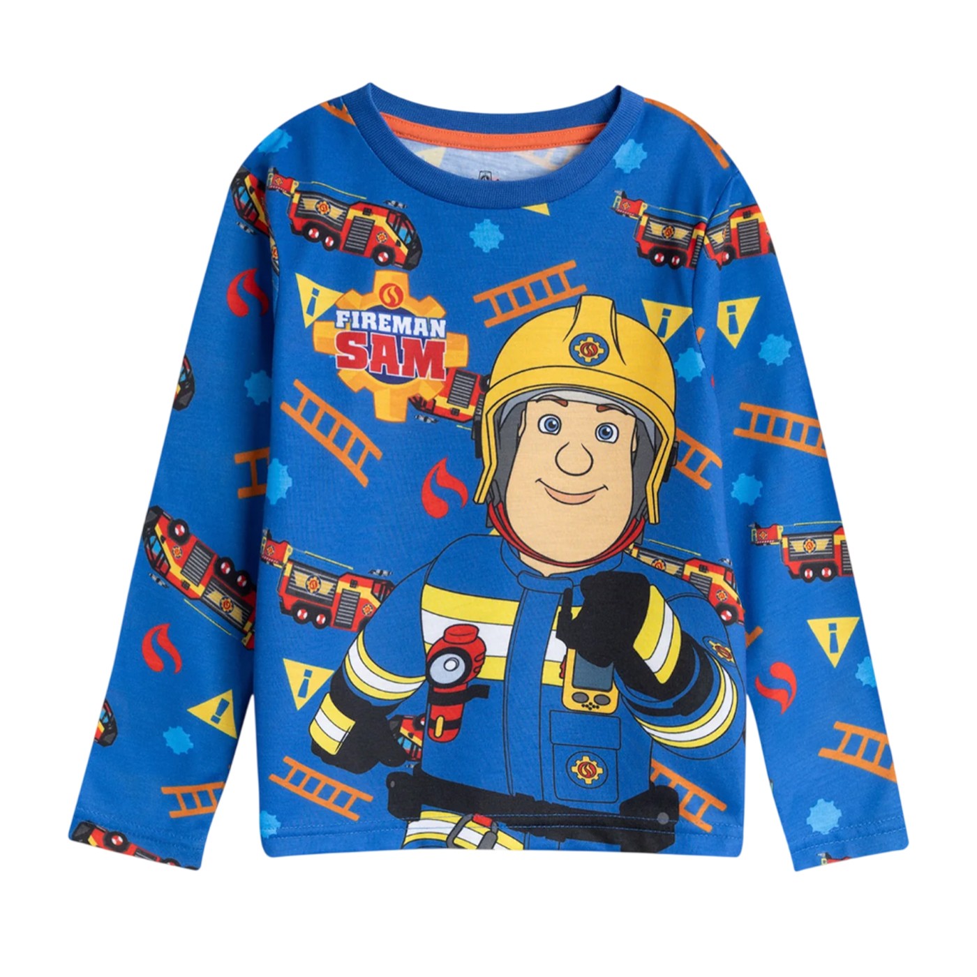 Blue - Back - Fireman Sam Boys Long Pyjama Set