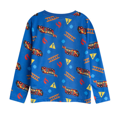 Blue - Side - Fireman Sam Boys Long Pyjama Set