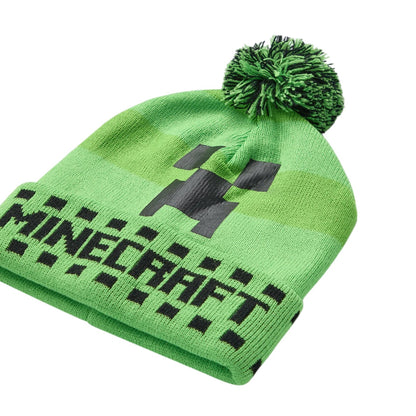 Green - Back - Minecraft Boys Creeper Hat Gloves And Scarf Set (Pack of 3)