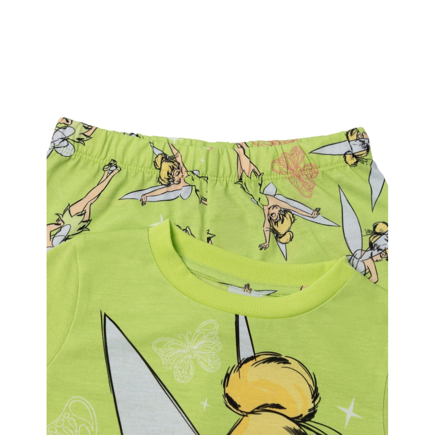 Green - Side - Tinkerbell Girls Butterflies Long Pyjama Set