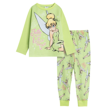 Green - Front - Tinkerbell Girls Butterflies Long Pyjama Set