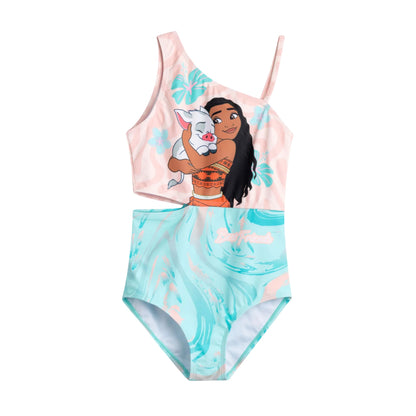 Multicoloured - Front - Moana Girls Best Friends One Piece Swimsuit