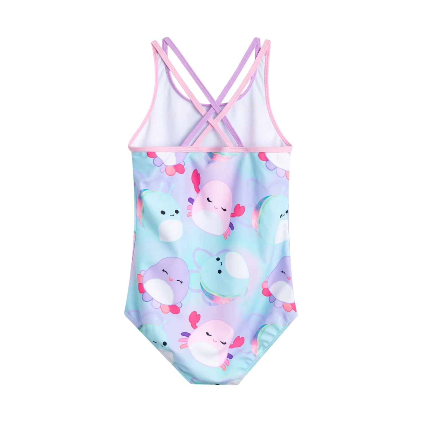 Multicoloured - Back - Squishmallows Girls Characters All-Over Print One Piece Swimsuit