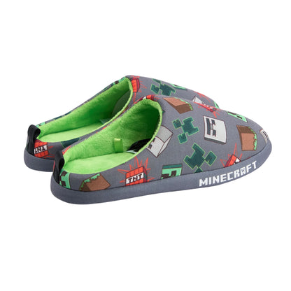 Grey - Back - Minecraft Boys Characters Slippers