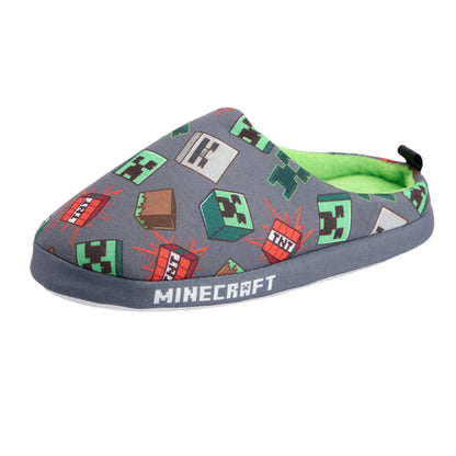 Grey - Side - Minecraft Boys Characters Slippers