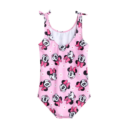 Pink - Front - Disney Girls Minnie Mouse One Piece Swimsuit