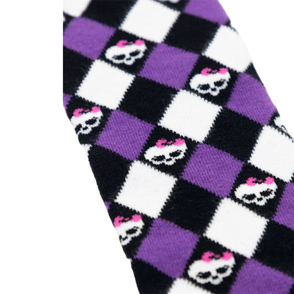 Purple - Back - Monster High Womens-Ladies Argyle Skulls Knee High Socks