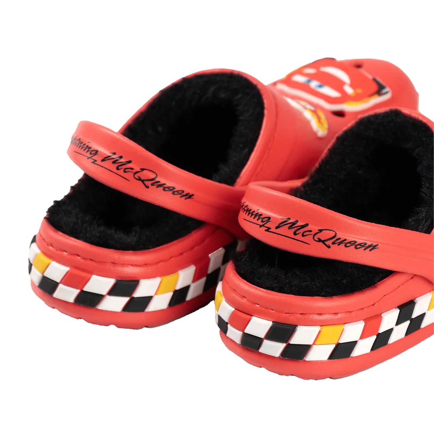Red - Side - Cars Boys Lightning McQueen Fur Lined Clogs