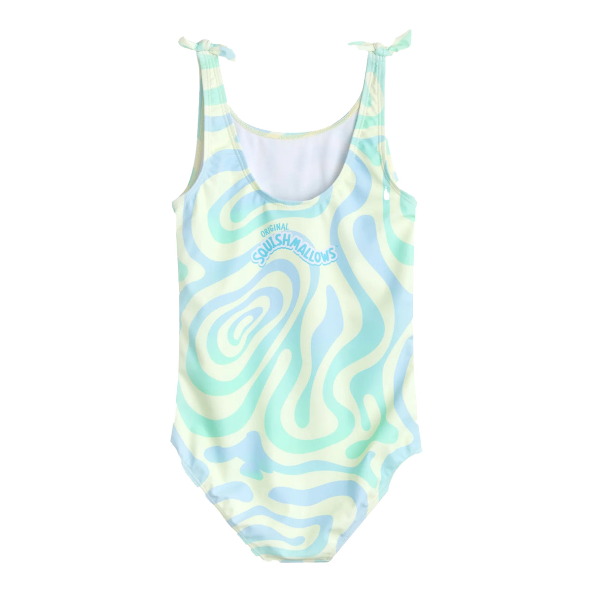 Yellow-Blue-White - Back - Squishmallows Girls Summer Of Squish One Piece Swimsuit