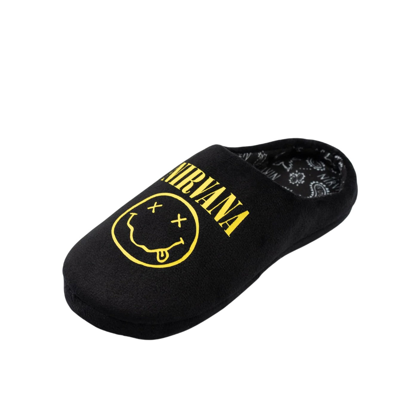 Black - Side - Nirvana Childrens-Kids Logo Mule Slippers
