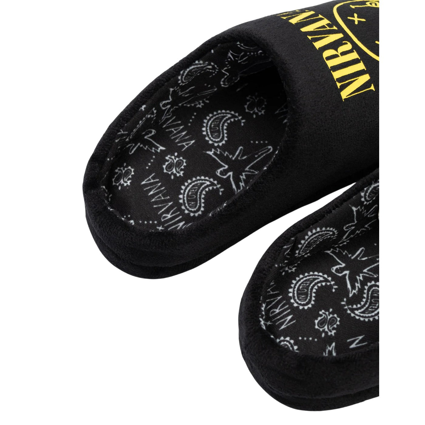 Black - Pack Shot - Nirvana Childrens-Kids Logo Mule Slippers
