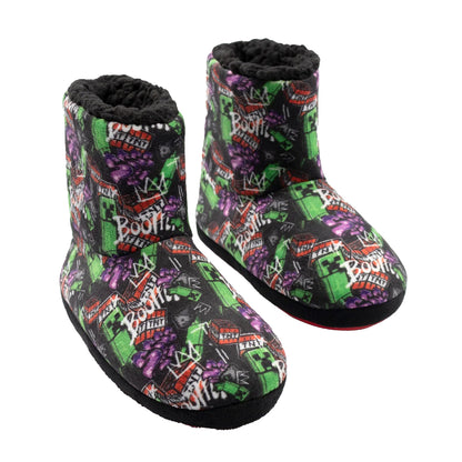Multicoloured - Side - Minecraft Boys All-Over Print Slipper Boots