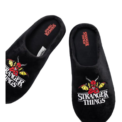Black - Side - Stranger Things Unisex Adult Logo Mule Slippers