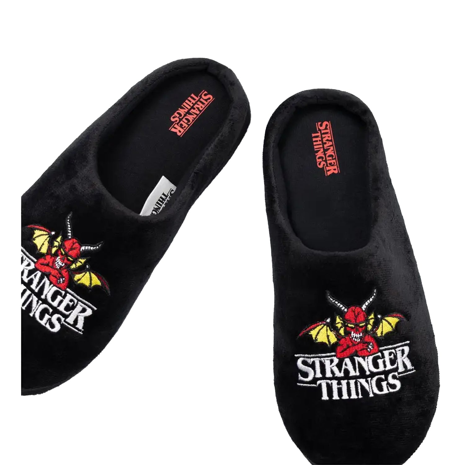 Black - Side - Stranger Things Unisex Adult Logo Mule Slippers