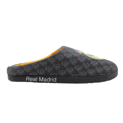 Black - Back - Real Madrid CF Mens Repeat Logo Mule Slippers