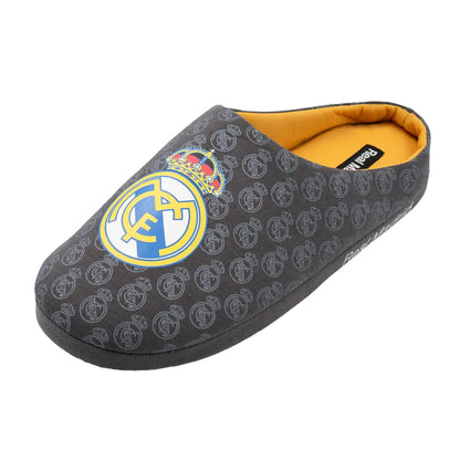 Black - Front - Real Madrid CF Mens Repeat Logo Mule Slippers