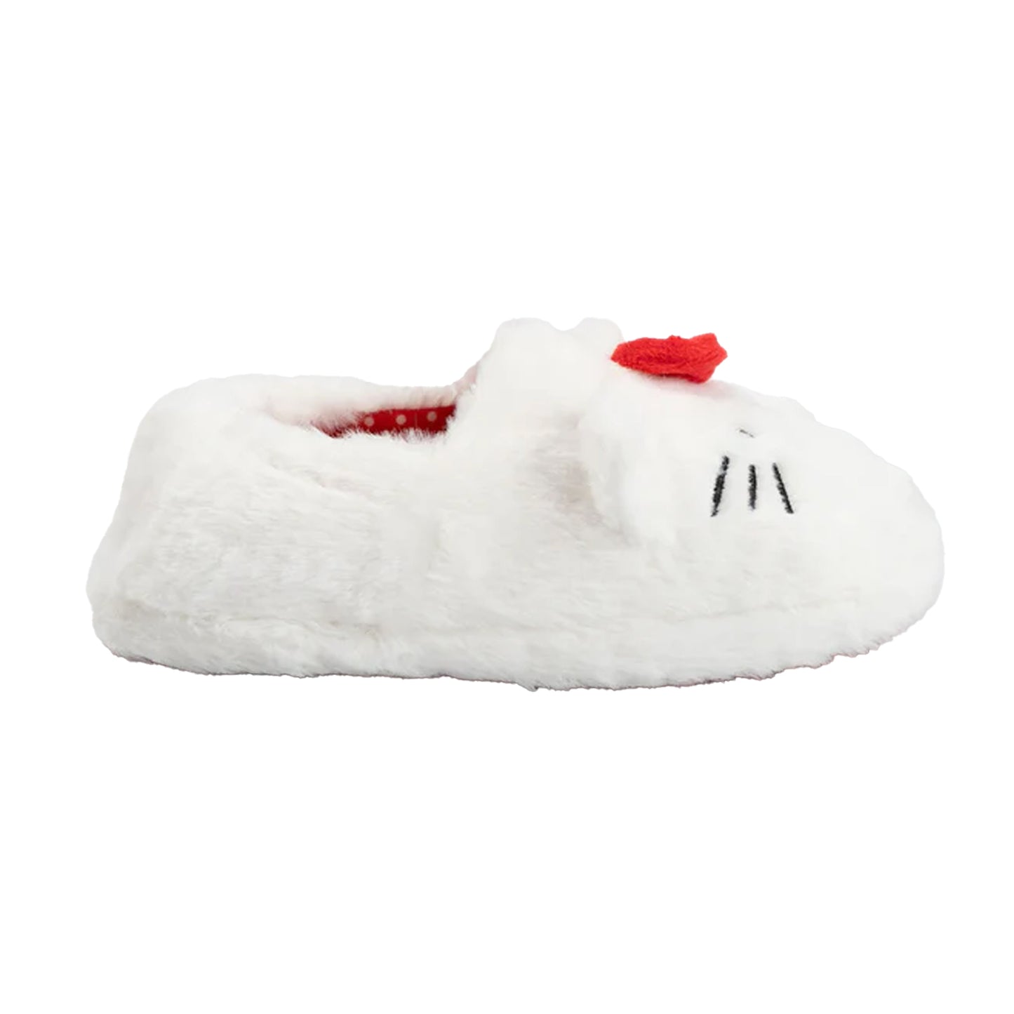 White-Red - Back - Hello Kitty Girls Character Face Slippers