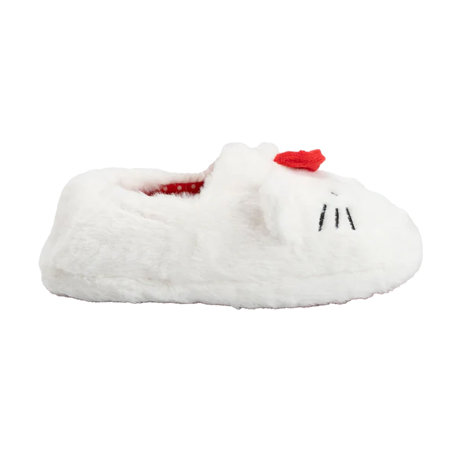 White-Red - Back - Hello Kitty Girls Character Face Slippers