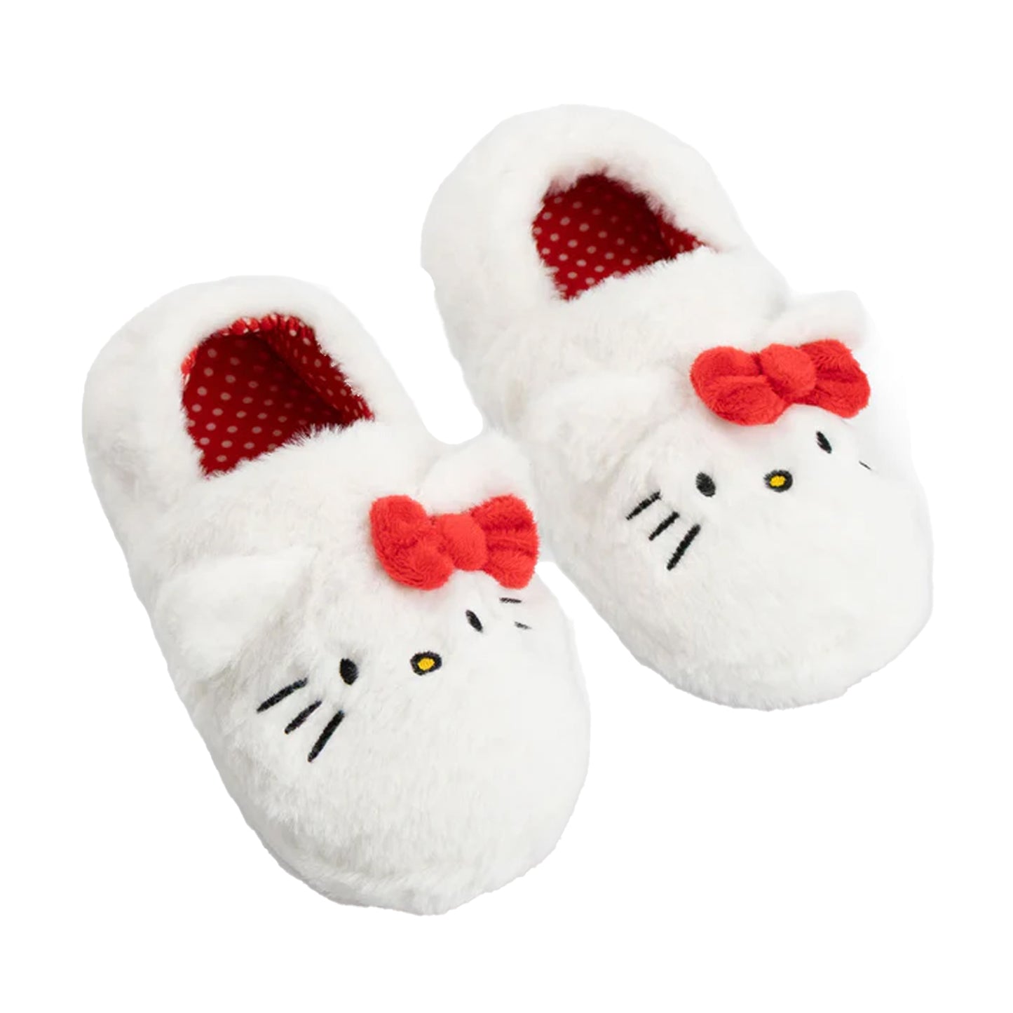 White-Red - Side - Hello Kitty Girls Character Face Slippers