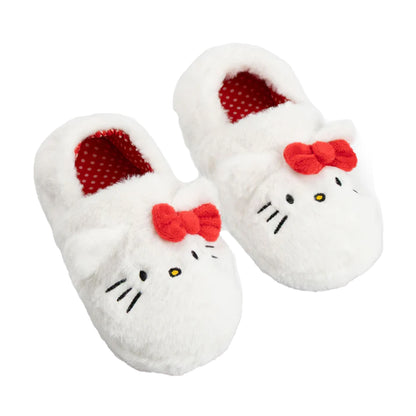 White-Red - Side - Hello Kitty Girls Character Face Slippers