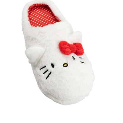 White - Close up - Hello Kitty Womens-Ladies Character Face Slippers