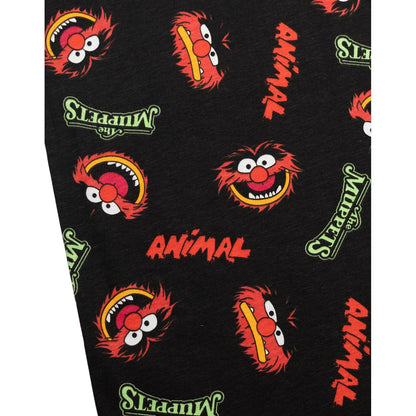 Black - Close up - The Muppets Mens Animal Short-Sleeved Long Pyjama Set