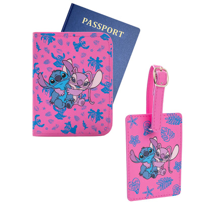 Blue-Pink - Front - Lilo & Stitch Stitch & Angel Passport Holder and Luggage Tag Set (Pack of 3)