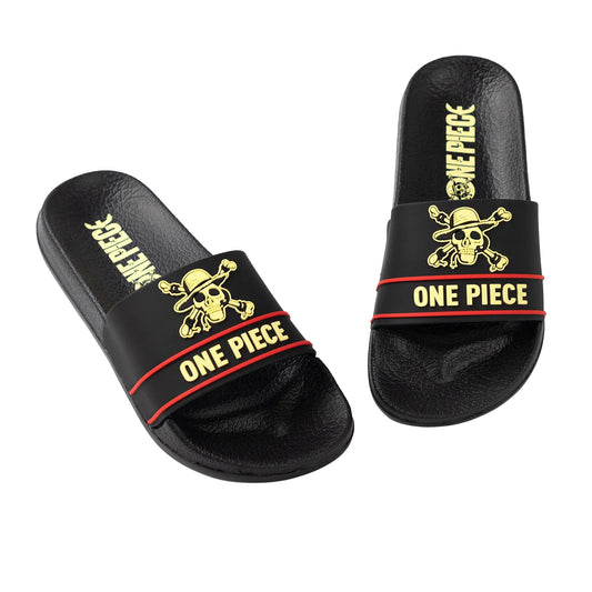 Black - Front - One Piece Boys Logo EVA Sliders