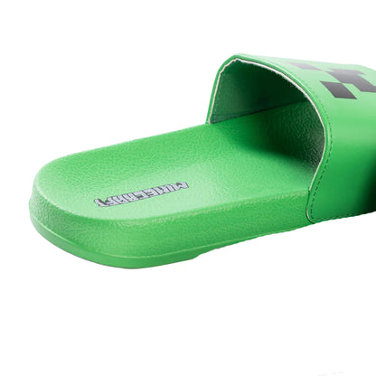 Black-Green Print - Back - Minecraft Boys Creeper TNT EVA Sliders