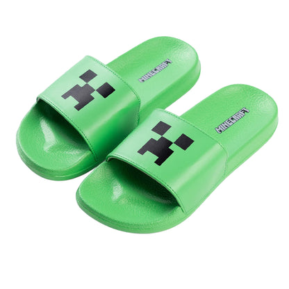 Black-Green Print - Front - Minecraft Boys Creeper TNT EVA Sliders
