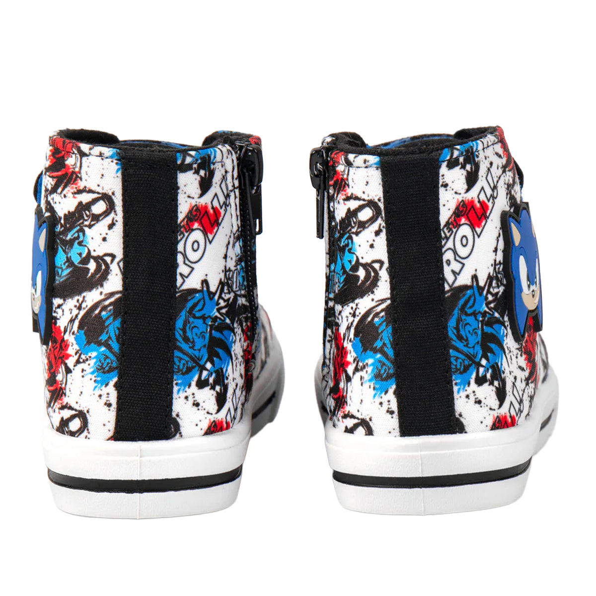 Black-White-Red - Back - Sonic The Hedgehog Boys Graffiti Lace Up Trainers