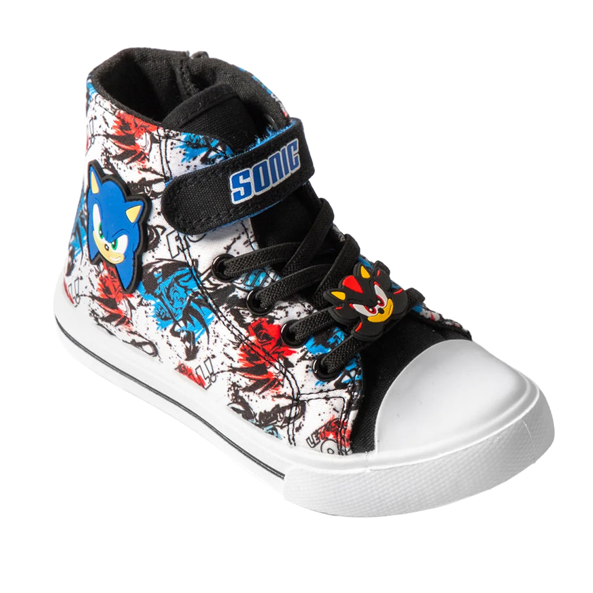 Black-White-Red - Front - Sonic The Hedgehog Boys Graffiti Lace Up Trainers