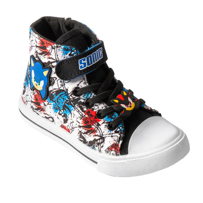 Black-White-Red - Front - Sonic The Hedgehog Boys Graffiti Lace Up Trainers