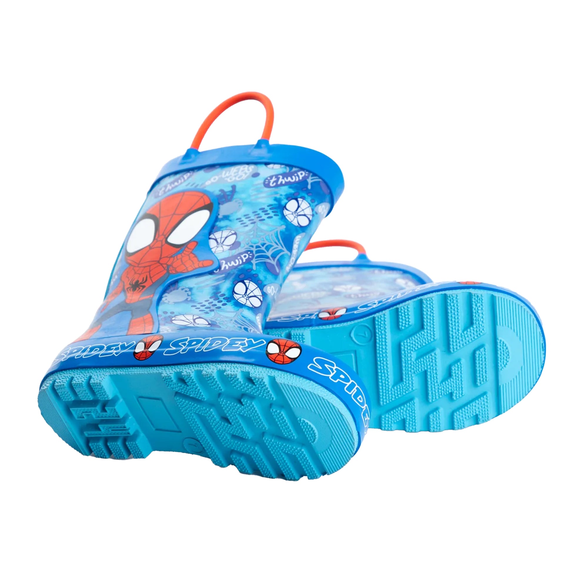 Blue-Red - Side - Spidey And His Amazing Friends Childrens-Kids Thwip Wellington Boots
