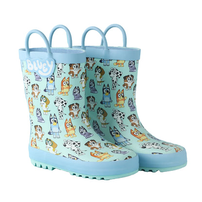 Blue - Pack Shot - Bluey Childrens-Kids Characters Printed All-Over Print Wellington Boots
