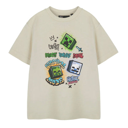 Beige - Front - Minecraft Boys Survival Mode Short-Sleeved T-Shirt