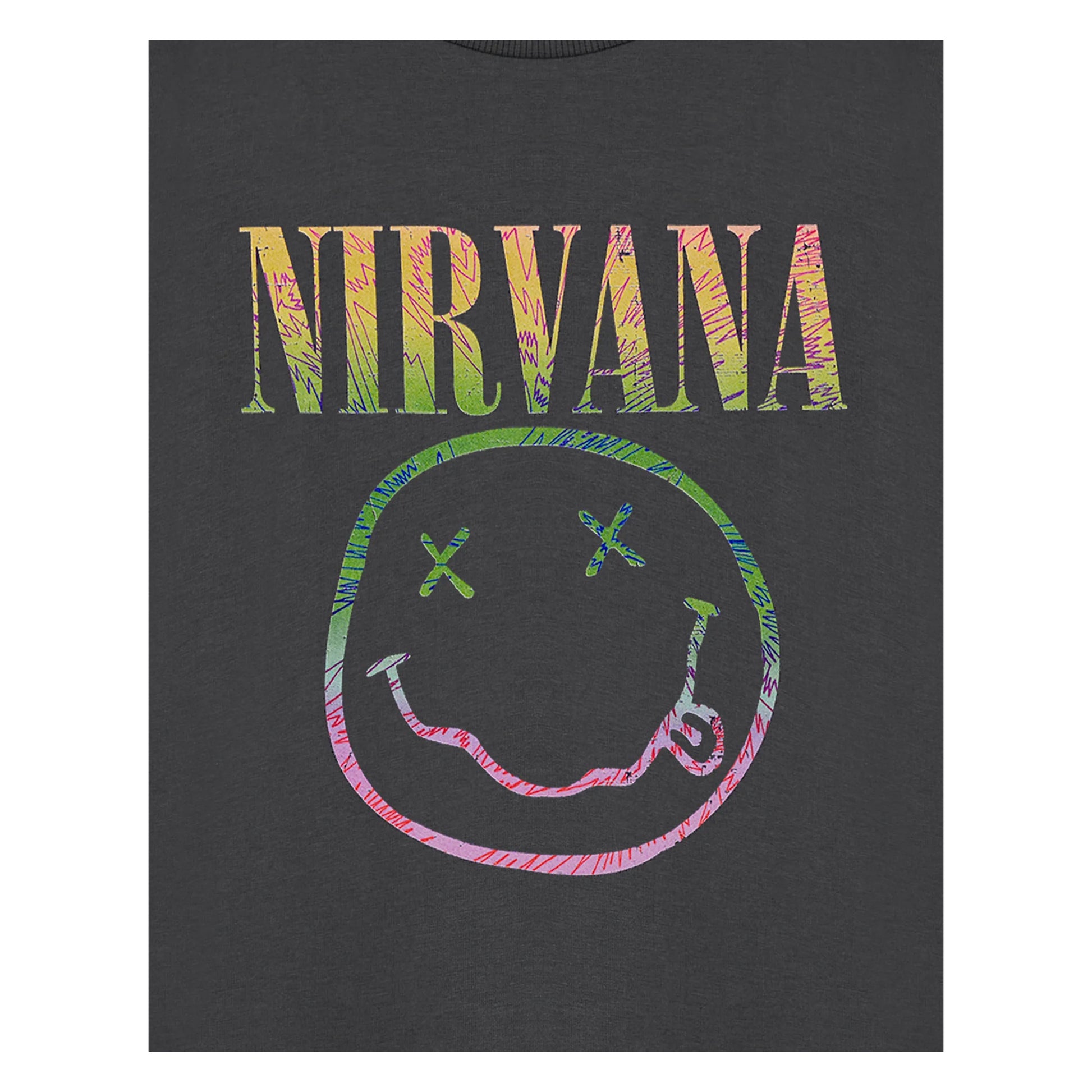 Grey - Lifestyle - Nirvana Childrens-Kids Rainbow Logo Short-Sleeved T-Shirt