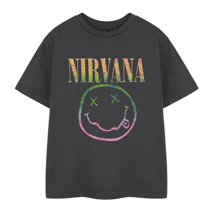 Grey - Front - Nirvana Childrens-Kids Rainbow Logo Short-Sleeved T-Shirt