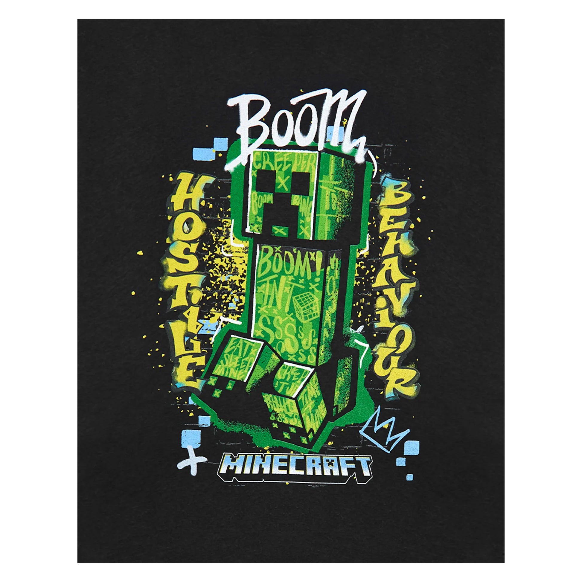 Black - Lifestyle - Minecraft Boys Hostile Behaviour Short-Sleeved T-Shirt