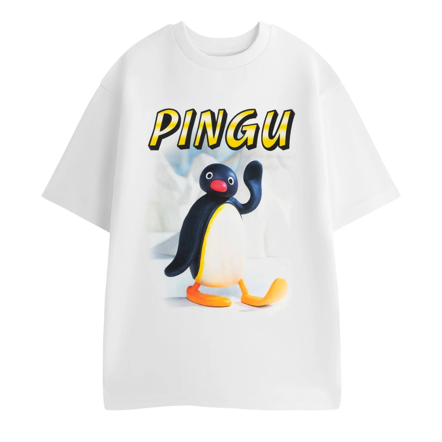 White - Front - Pingu Unisex Adult Wave Short-Sleeved T-Shirt