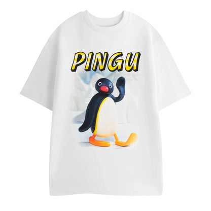 White - Front - Pingu Unisex Adult Wave Short-Sleeved T-Shirt